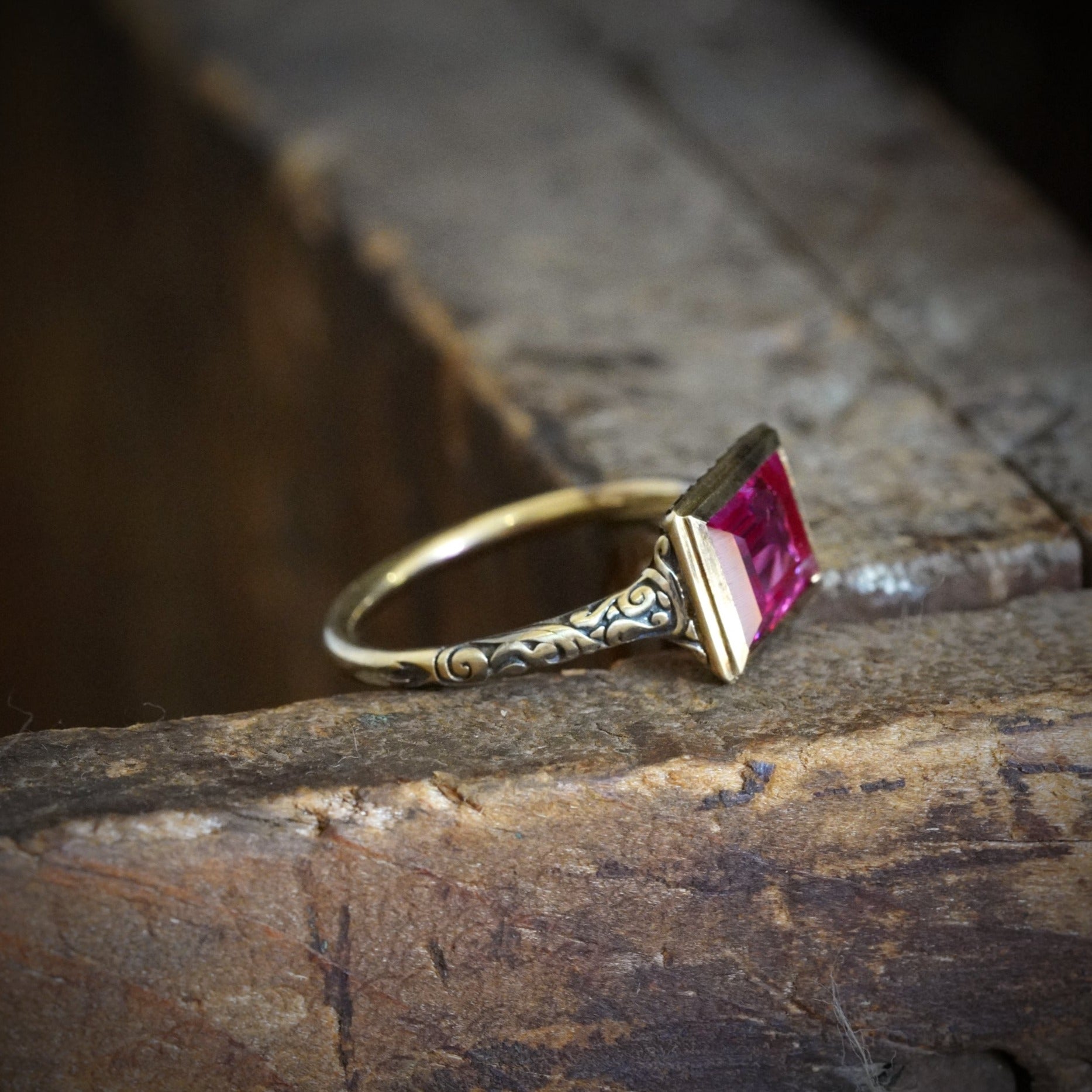  Jogani Renaissance-Inspired 2.40 Carat No Heat Burma Pink Sapphire Gold Ring