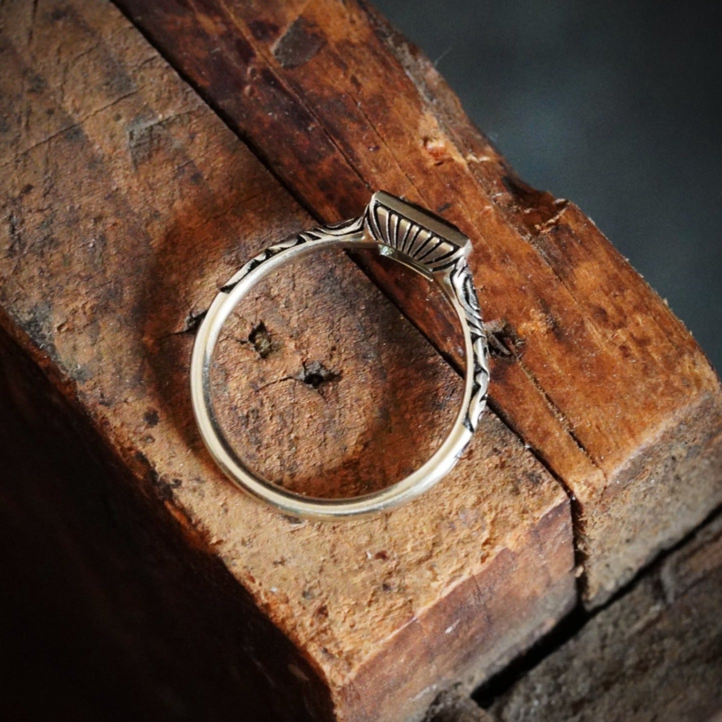  Jogani Renaissance Inspired 1.20ct Teal Sapphire Ring in 18K Gold