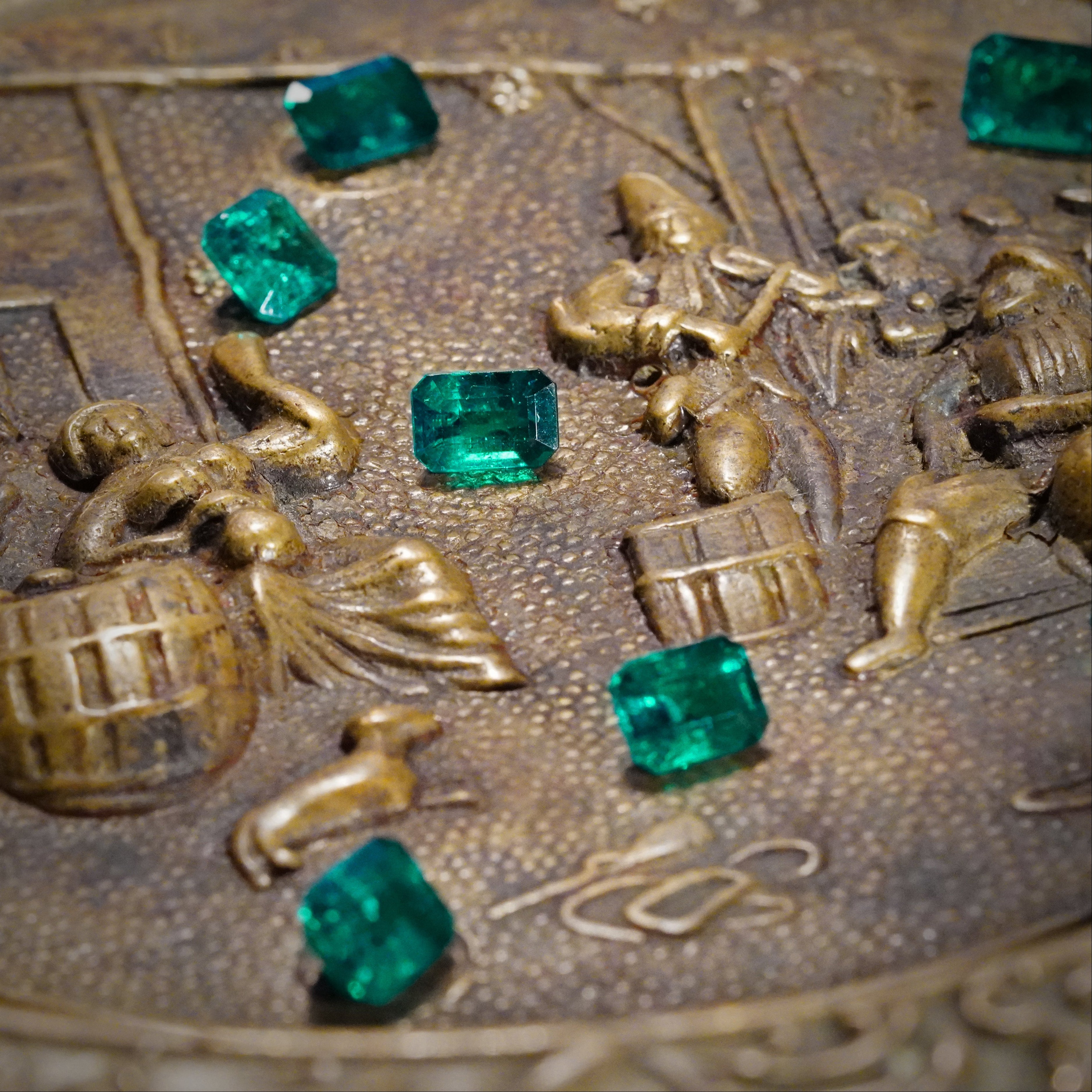 A remarkable collection of step-cut Panjshir emeralds, each with exceptional green saturation and brilliance. Highly collectible and ideal for luxury jewelry, by Jogani.