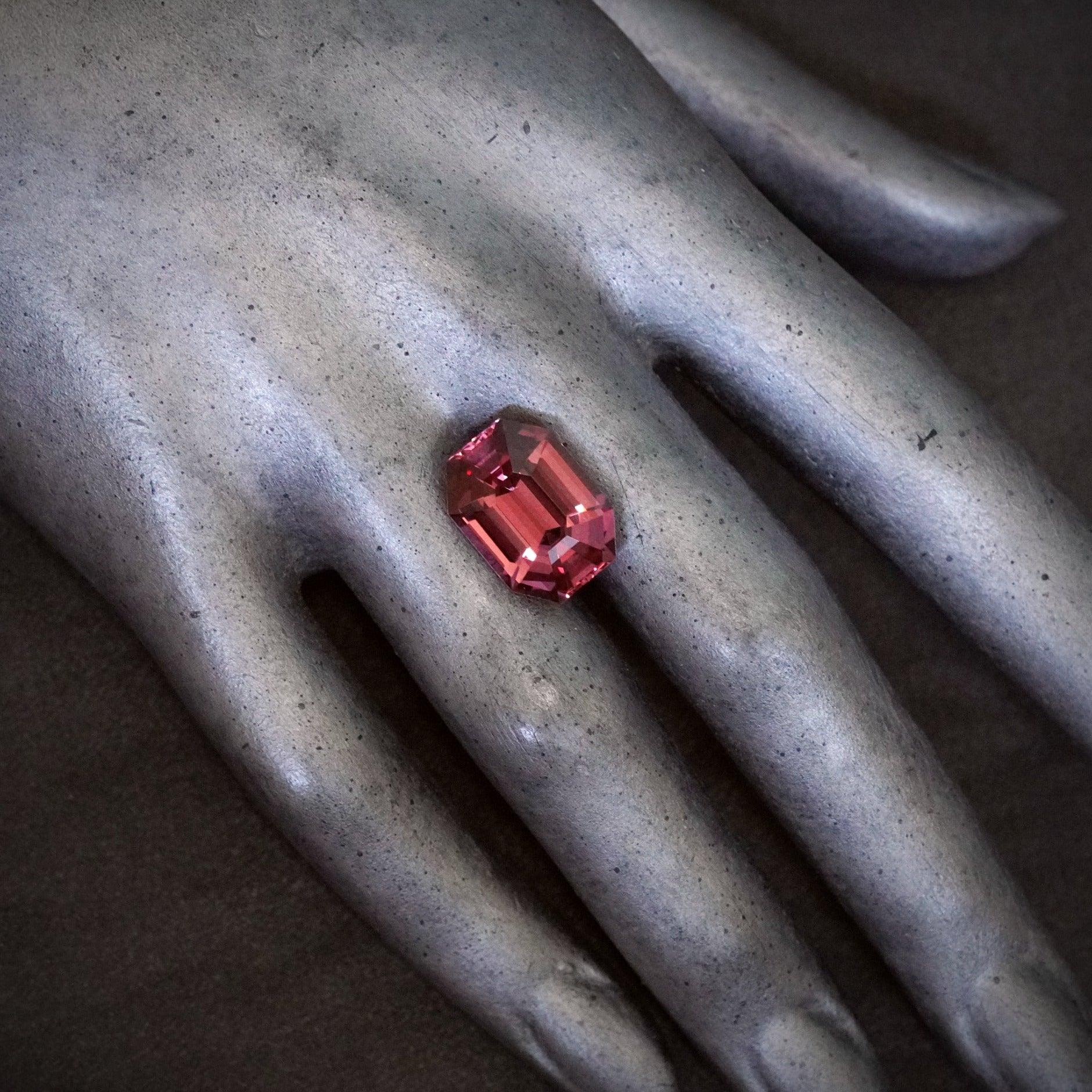 Embracing Eternity: The Majestic 13.44 CT Antique Step Cut Deep Rose-Pink No Heat Spinel from Tajikistan - Jogani