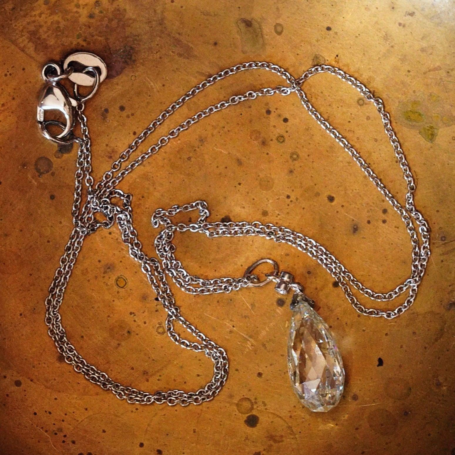 Enchanting Edwardian Elegance: The Exquisite 4 CT Briolette-Cut Diamond Drop Necklace - Jogani