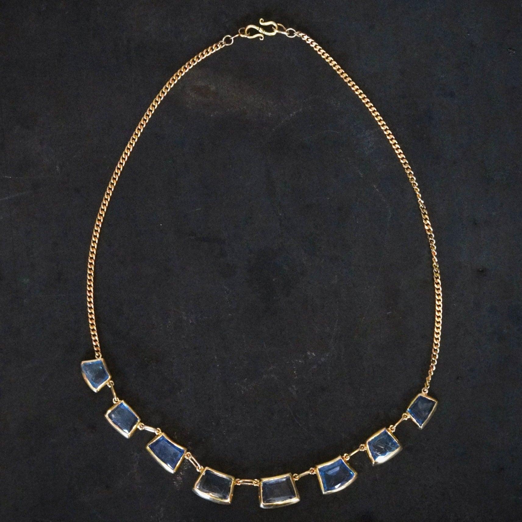 Jogani collection: Exquisite trapezoidal sapphire necklace with 22 CT gemstone