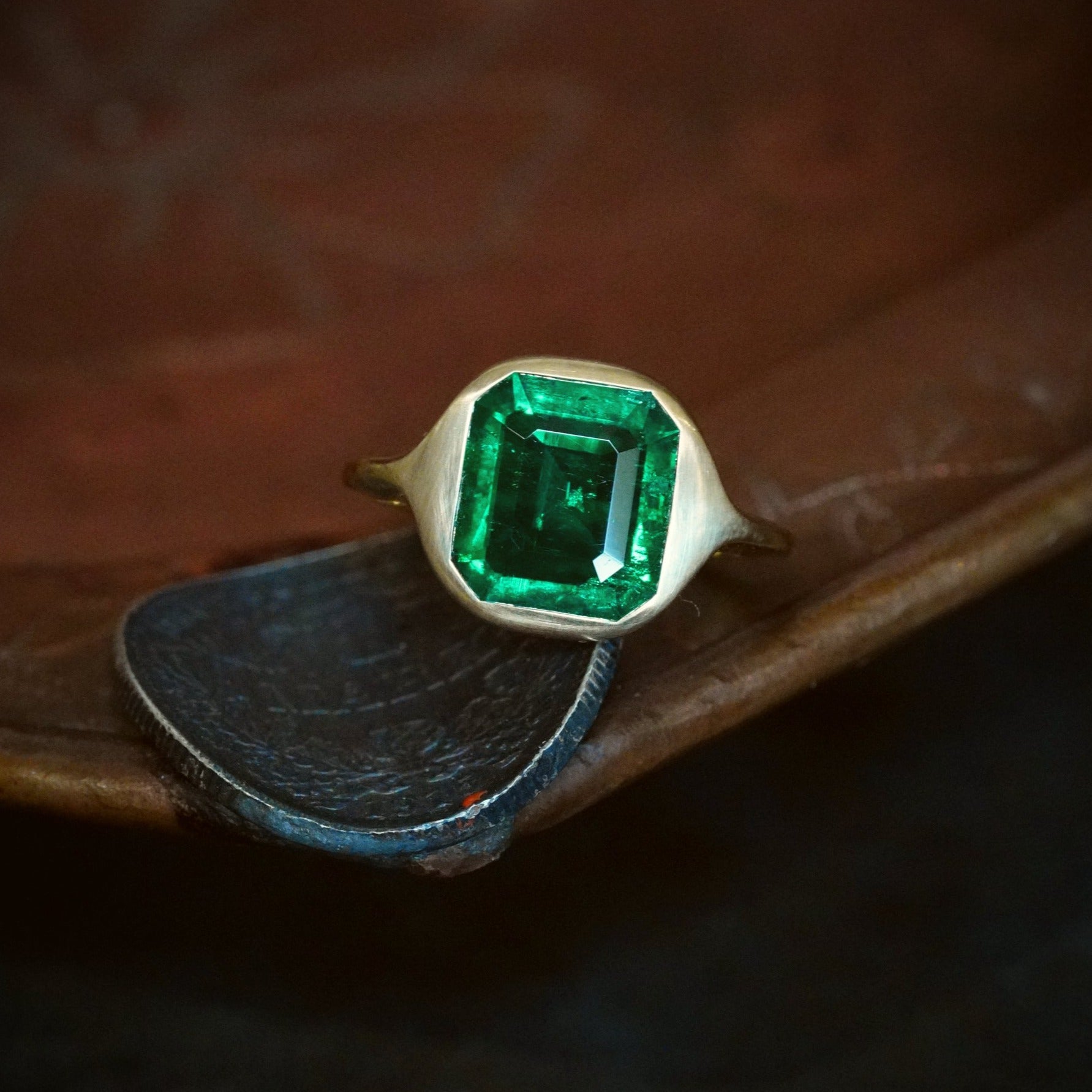 Untreated 2.14-Carat Colombian Emerald Ring in 20K Gold