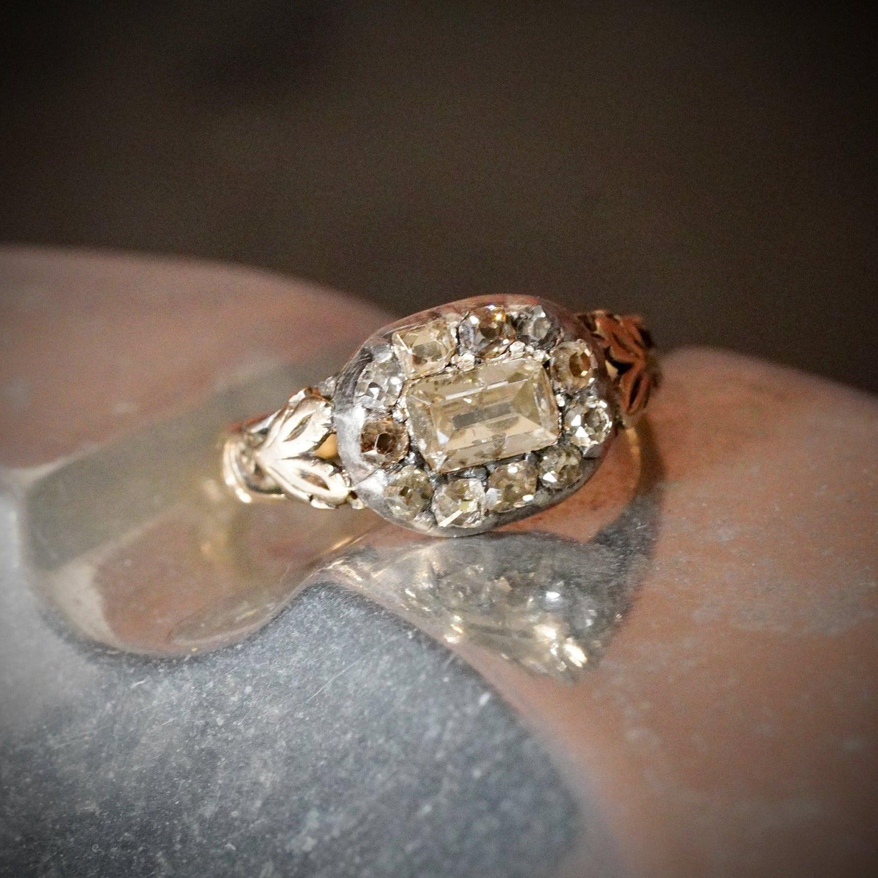 jogani Illustrious Halo of Old Mine Diamonds, Adding Charm and Grandeur to the Georgian Era Diamond Ring