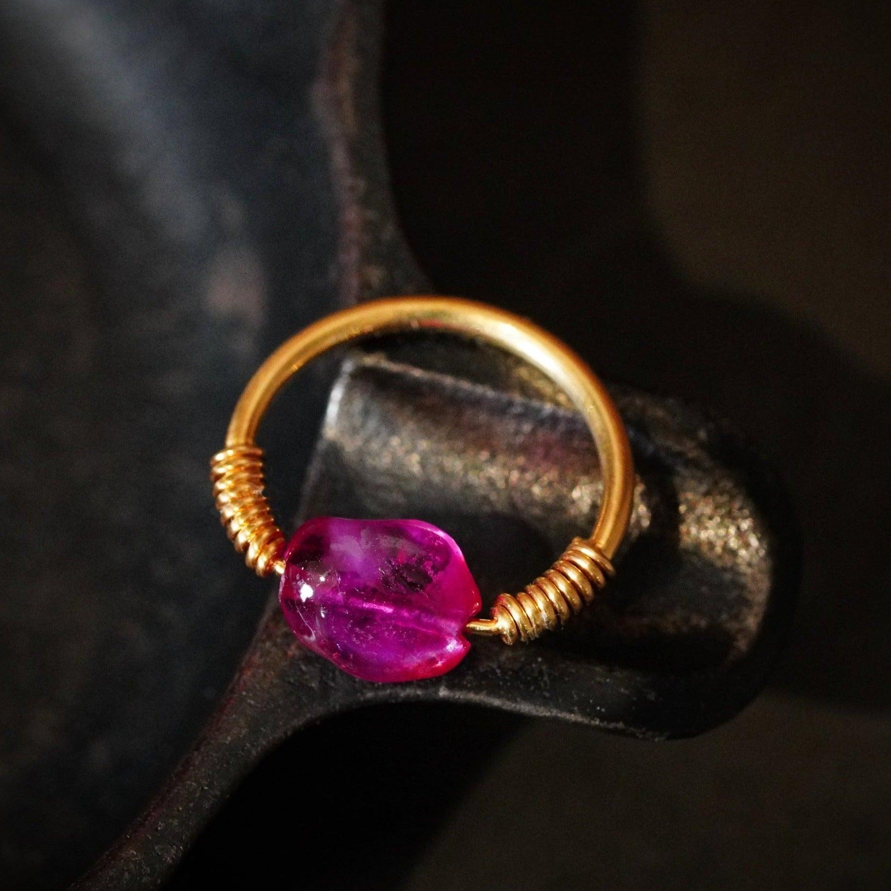 2.5 CT Ruby Bead Ring - Handcrafted by Anup Jogani
