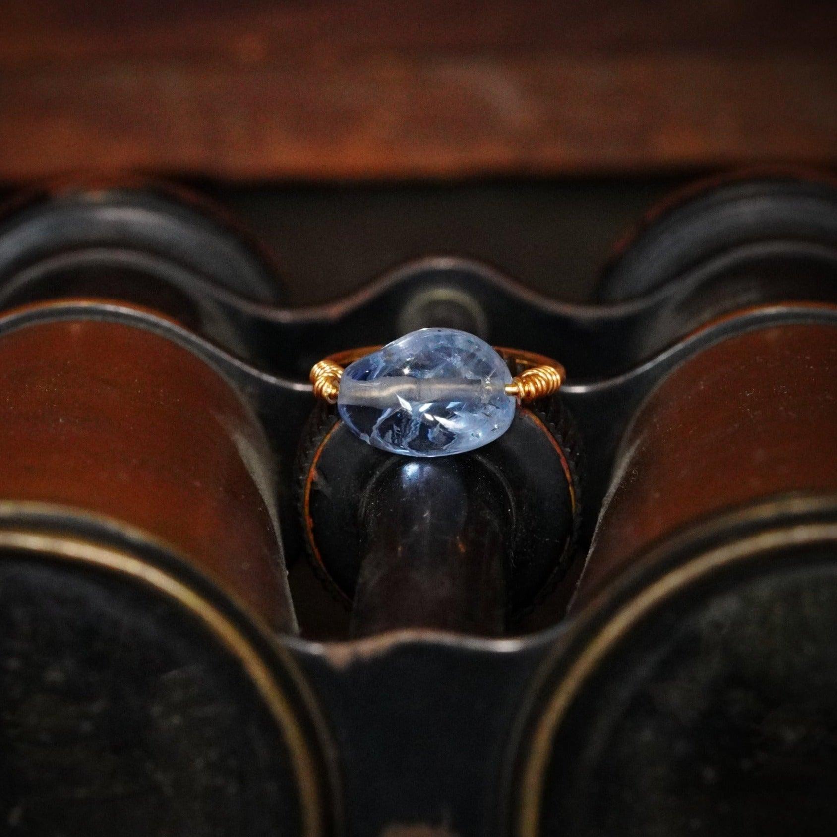Handmade Sapphire Ring - Ceylon 9 CT Sapphire Bead Ring by Jogani