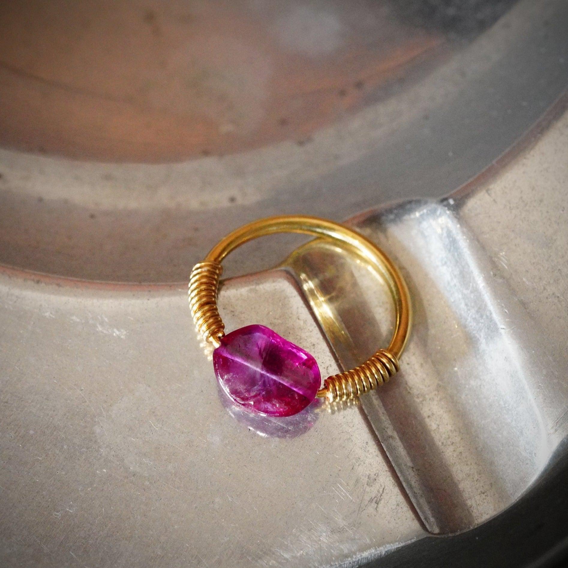 2 CT Ruby Bead Ring - Handcrafted in Suspended Setting by Anup Jogani