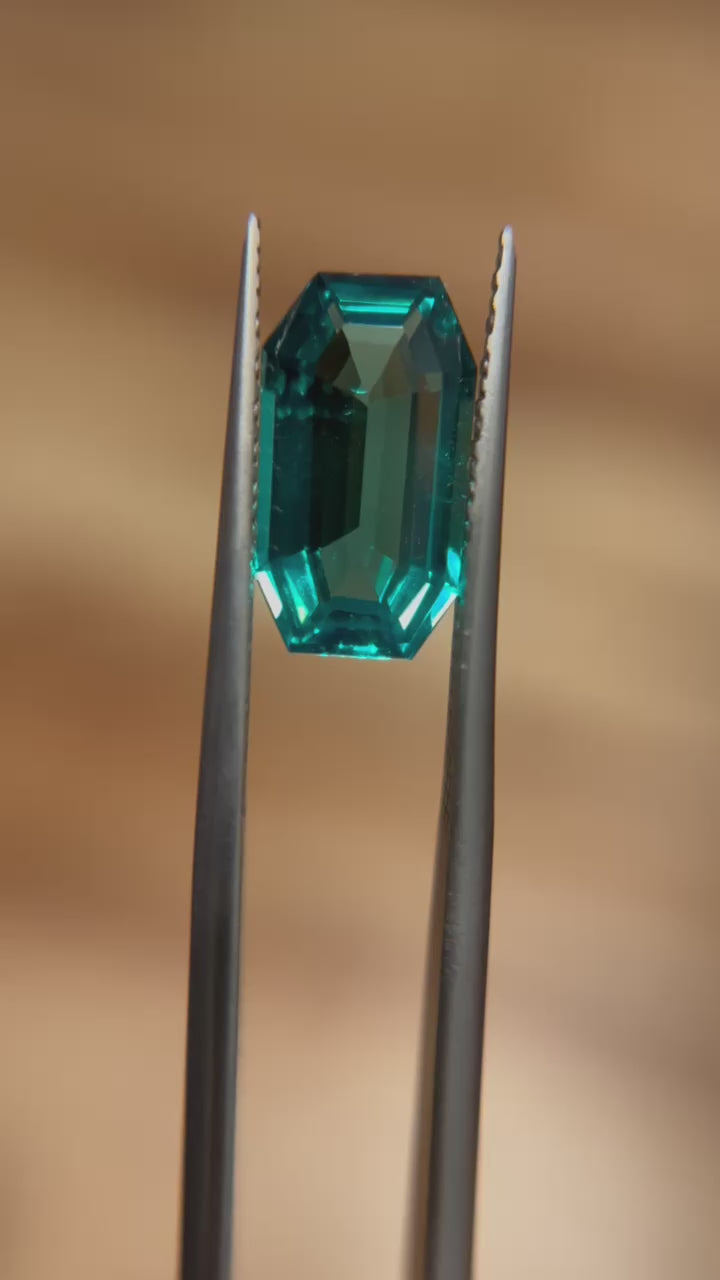 A highly collectible 2.80 ct step-cut Colombian emerald by Jogani with striking green color and excellent clarity. A rare find for investors and luxury jewelry designers.