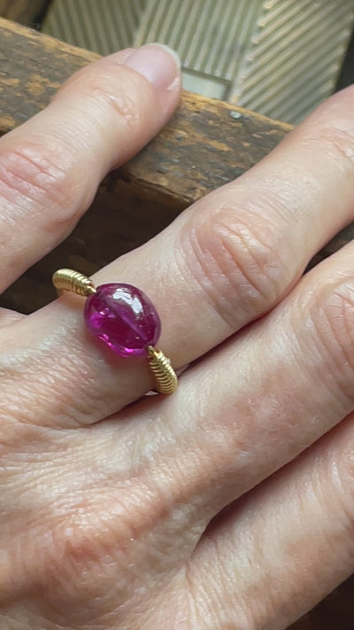 Jogani Ruby Jewelry - No Heat 2 CT Ruby Bead Ring in Suspended Setting