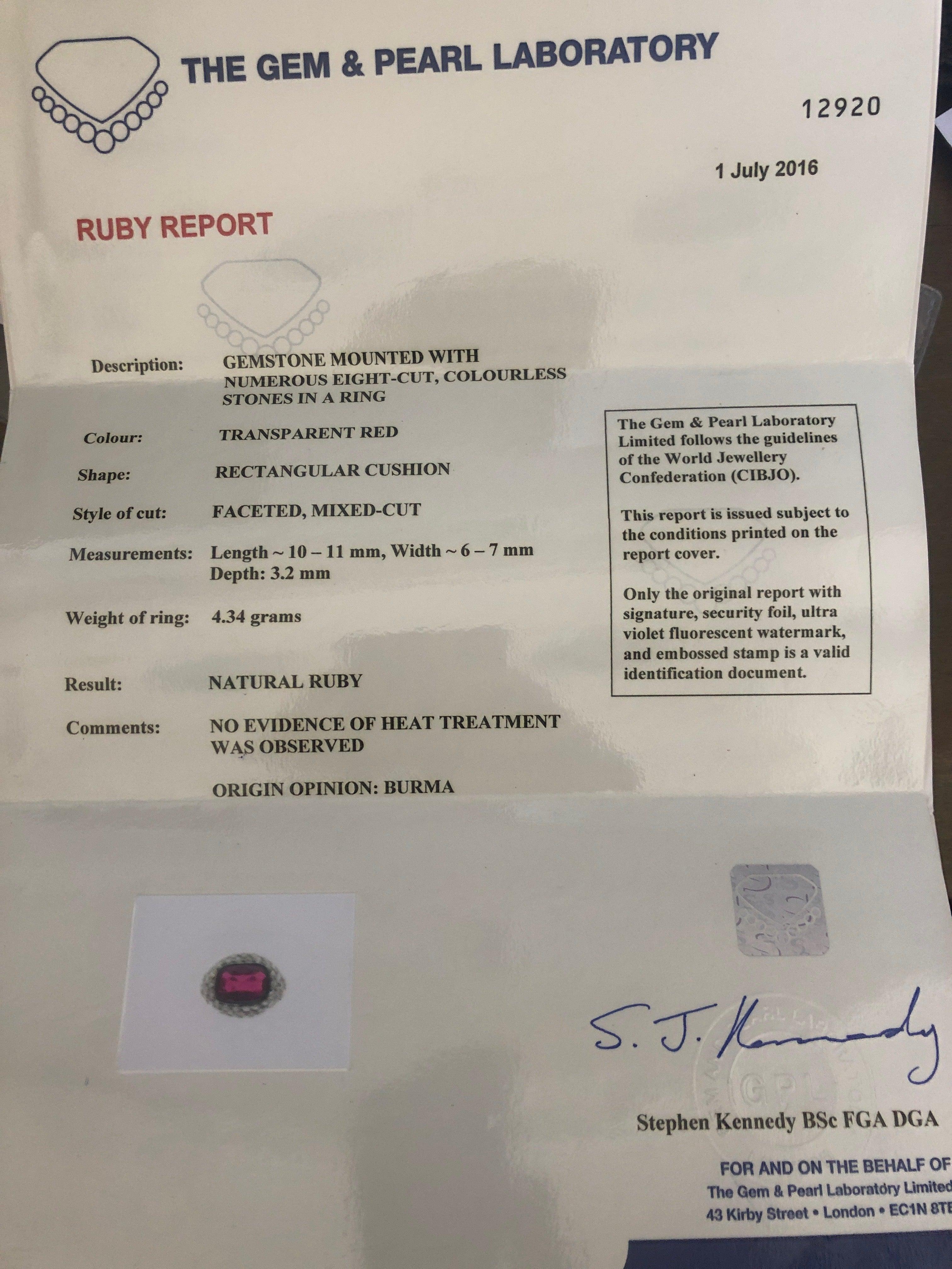 Rare 2.08 ct Burma Ruby - No Heat Treatment Transparent Red