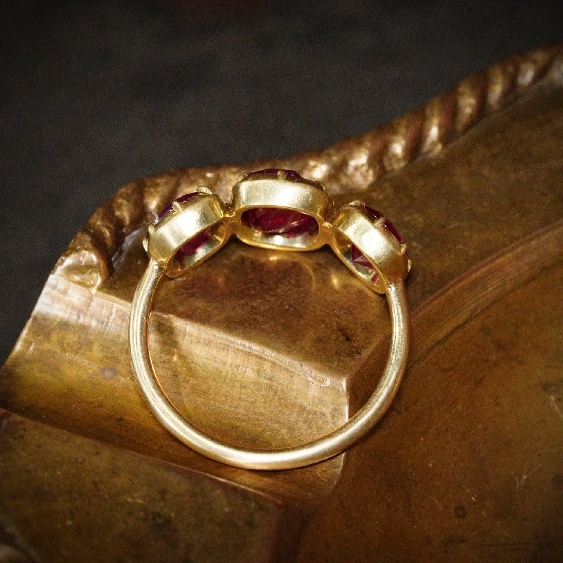 Statement piece: Romantic Victorian-style Burma No Heat Ruby Collet Ring by Anup Jogani