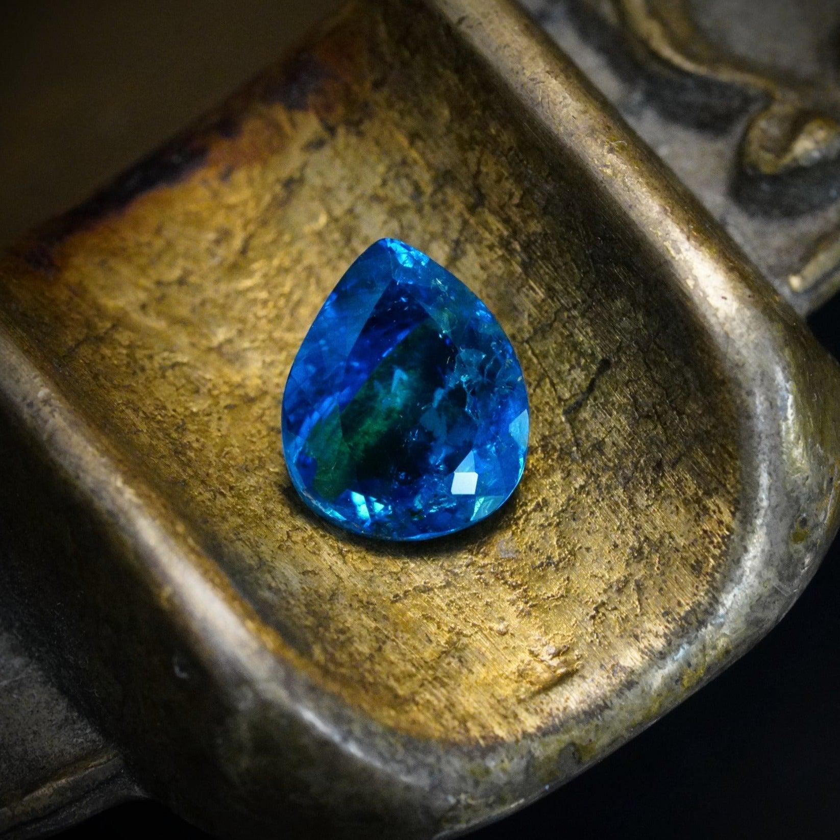 The Enchanting Blue Waters of Brazil: 1.24-CT Pear No Heat