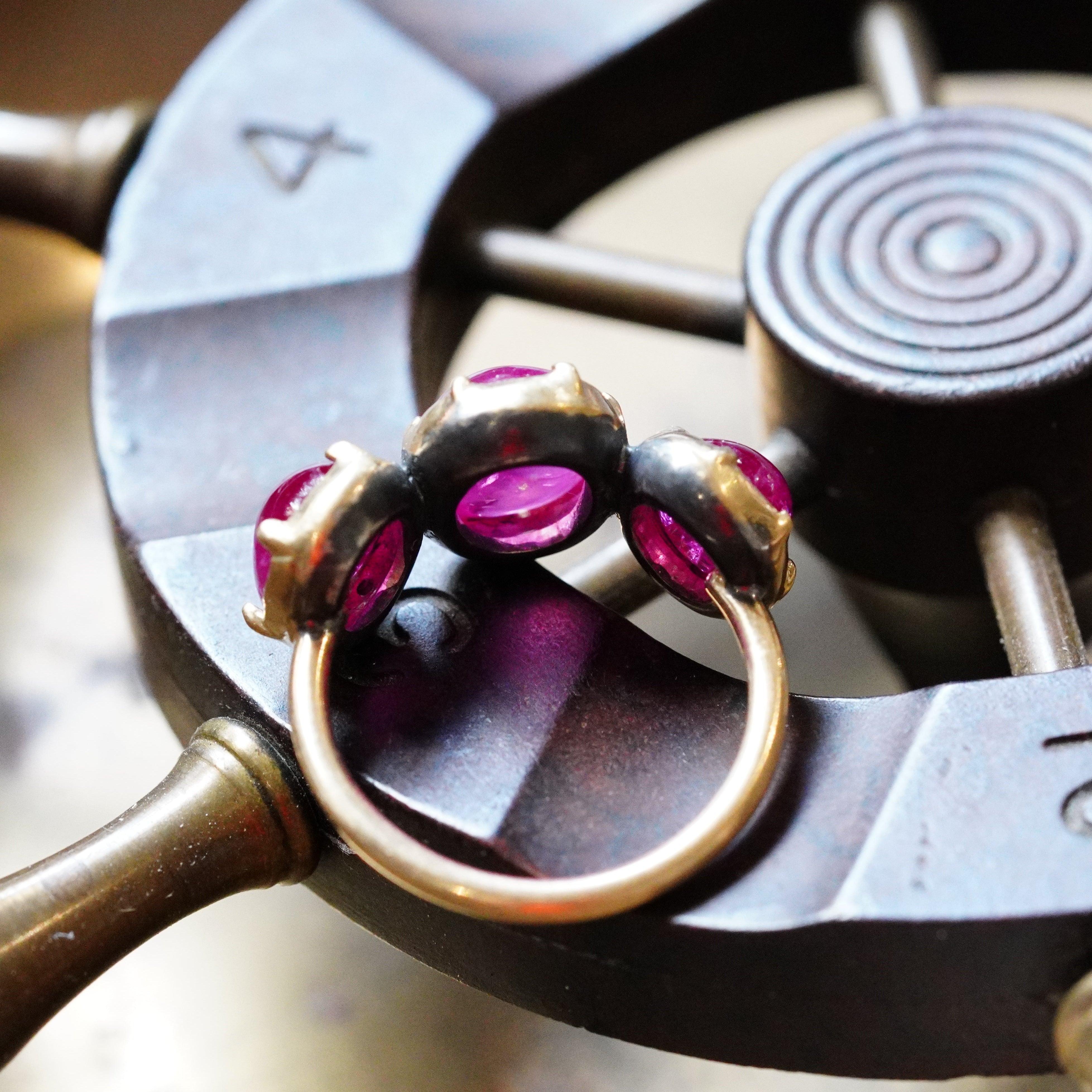 Fine Jewelry - Victorian-Inspired Three-Stone Burmese Ruby Ring by Jogani