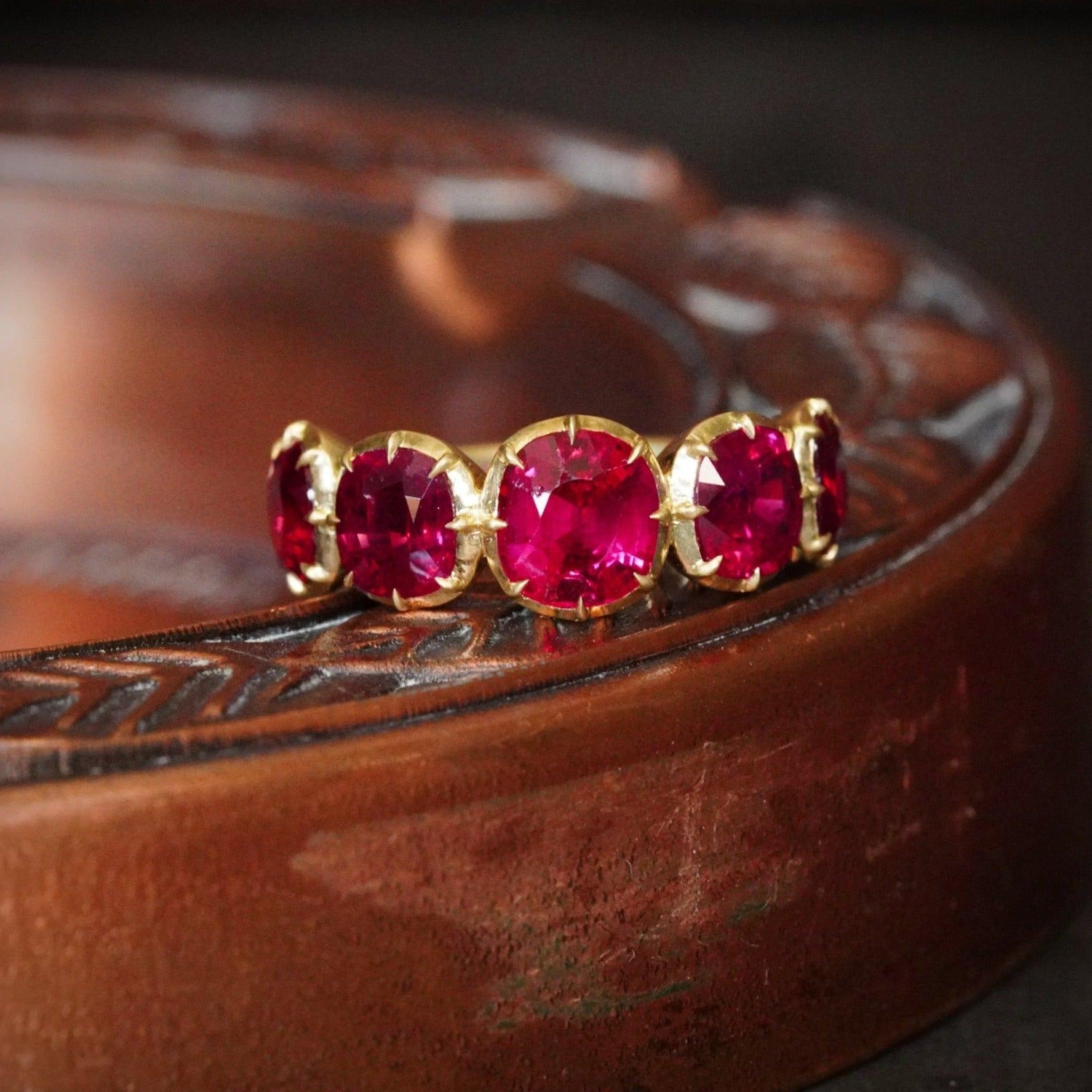 Victorian Style 5.86 Carat Burma Ruby Ring in 18K GoldVictorian Style 5.86 Carat Burma Ruby Ring in 18K Gold