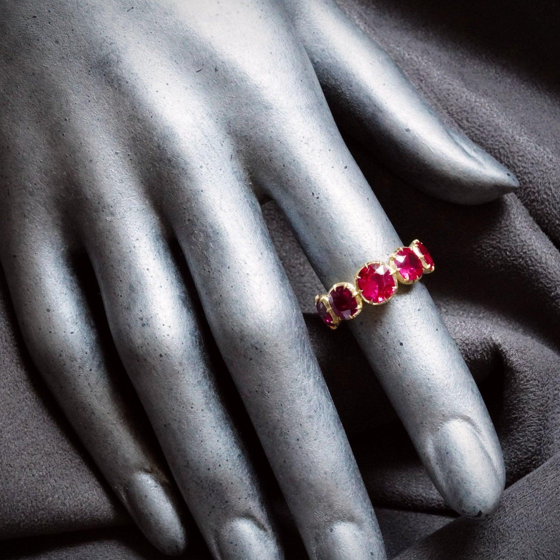 Handcrafted 18K Gold Ring with 5.86 Carat Burma Ruby