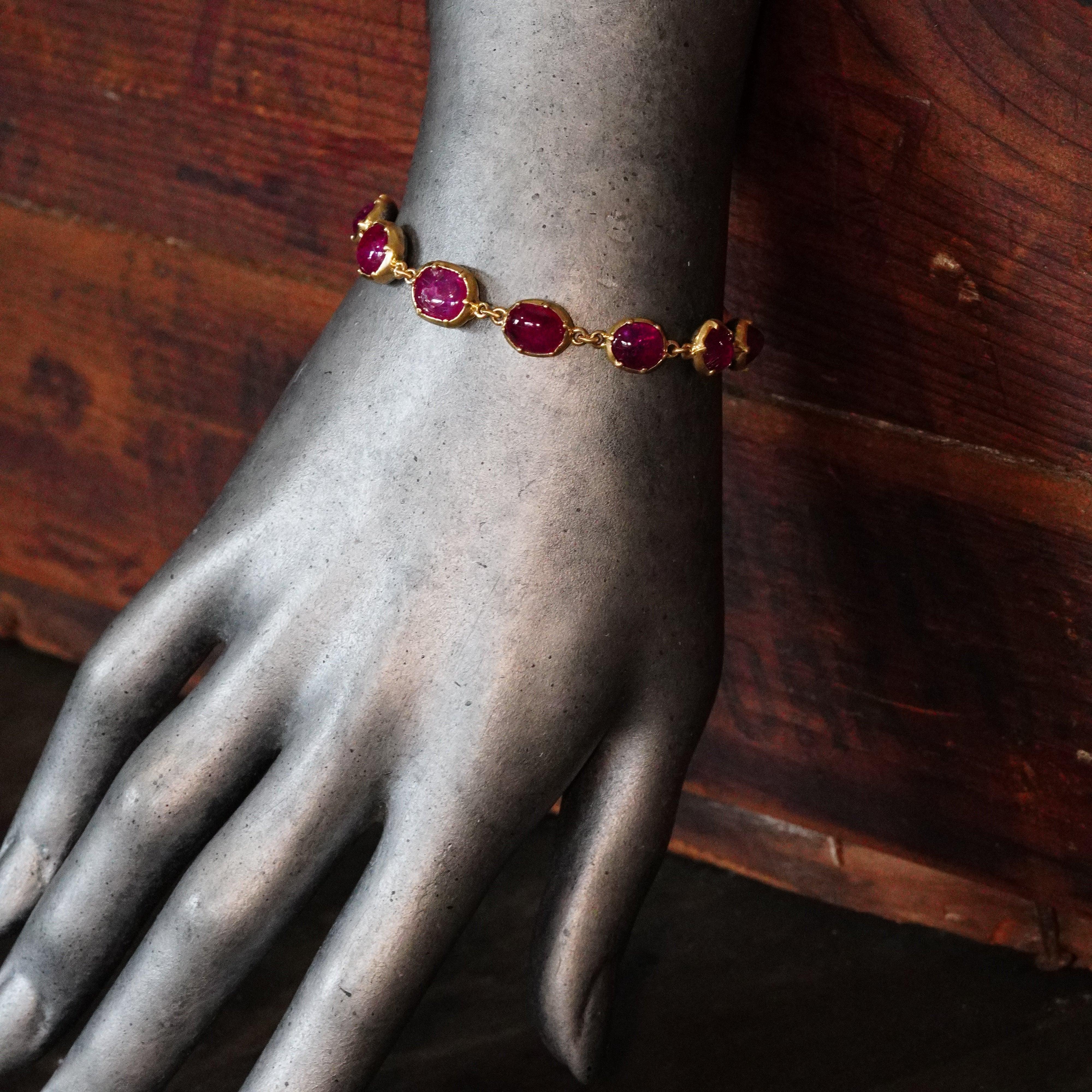 Luxury bracelet featuring the Rosy Romance: The Jogani No Heat Burma Ruby by Jogani