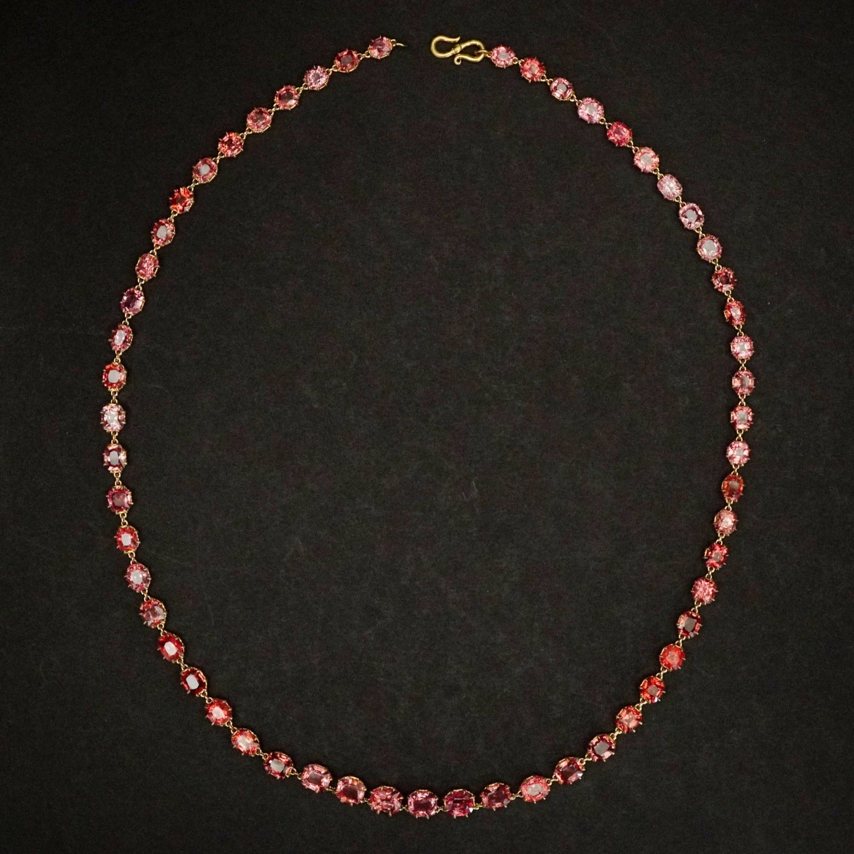 71.5-CT Pink and Orange Spinel Gold Necklace